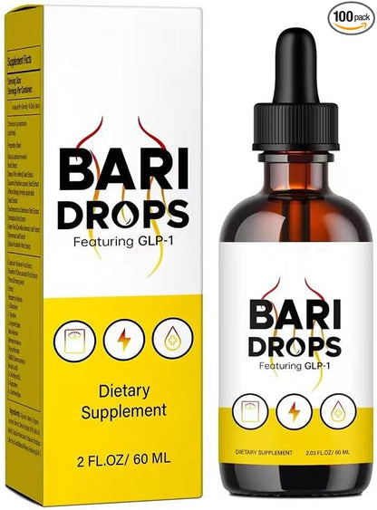 Bari Drops, GLP-1 Supplement Fast and Easy to Use,Hunger & Metabolism Support Drops Featuring GLP-1(1PACK)