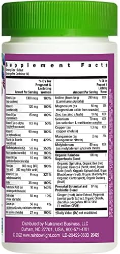 Rainbow Light High-Potency Prenatal One Multivitamin, Prenatal Health Multivitamin Supports Mom's Health and Baby's Development, With Vitamin C, Vegan, 60 Count