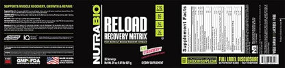 NutraBio Reload - Powerful Muscular Recovery Formula - Post-Workout Supplement - 3G Creatine - 8G BCAAs - 5G Glutamine - 30 Servings, Kiwi Strawberry