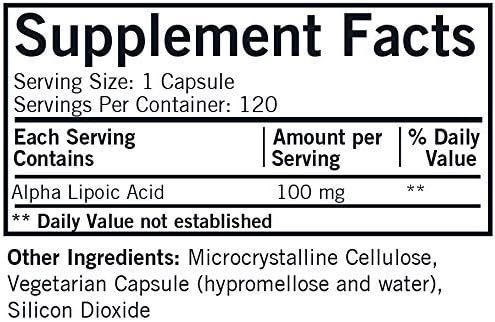 Kirkman Alpha Lipoic Acid 100 mg - Hypoallergenic | 120 Vegetarian Capsules