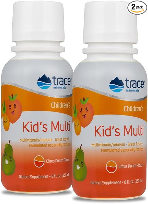 Trace Minerals | Kid's Multi | Liquid Multivitamin Supplement with Vitamin C, Zinc, & Minerals | Supports Healthy Bones and Immunity in Children | Natural Citrus Punch Flavor | 96 Servings, 8 fl oz (2 Pack)