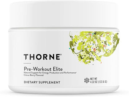 THORNE Pre-Workout Elite - Natural Support for Energy Production and Performance - Citrus Berry Flavored - NSF Certified for Sport - 4.32 Oz - 24 Servings