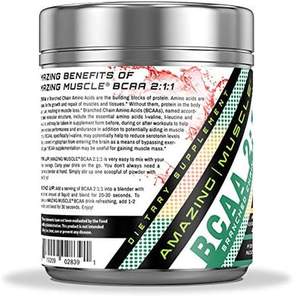 BCAA 2:1:1 Branched Chain Amino Acids Supplement | 6000 Mg Per Serving | 30 Servings | Watermelon Flavor