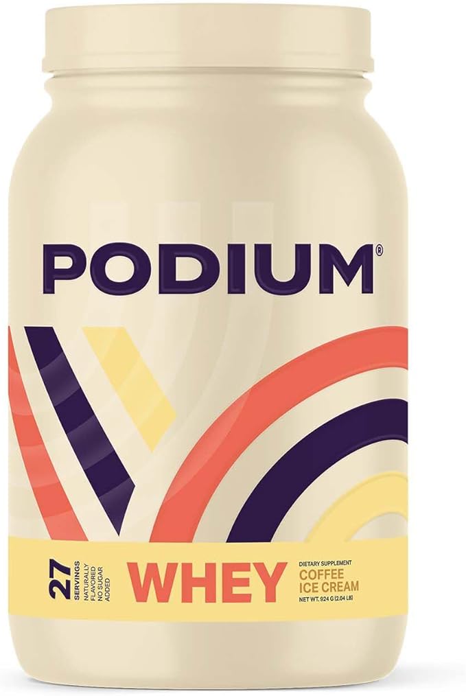 Podium Nutrition, Whey Protein Powder, Coffee Ice Cream, 27 Servings, 25g of Whey Protein Per Serving, Gluten Free, Soy Free