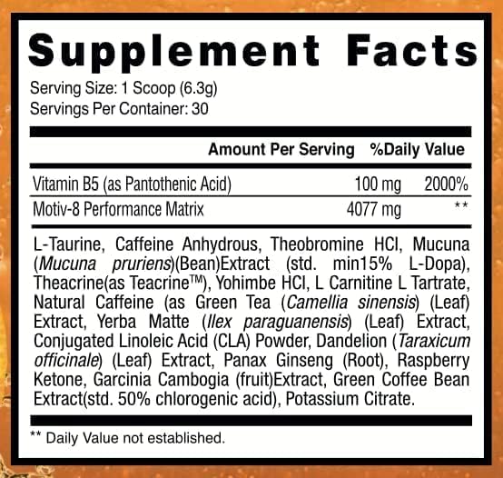 Motiv-8 Pre-Workout Performance, Sugar Free Pre-Workout, Boost Energy and Focus, Improve Workouts, Enhances Mood (30 Servings, Watermelon)