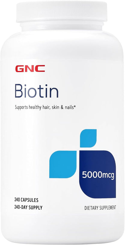 GNC Biotin 5000mcg | Supports Healthy Hair, Skin, & Nails | 240 Count