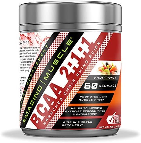 BCAA 2:1:1 Branched Chain Amino Acids Supplement | 6000 Mg Per Serving | Fruit Punch Flavor | 60 Servings
