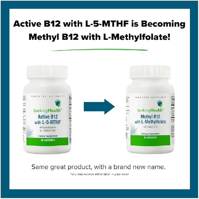 Seeking Health Methyl B12 with L-Methylfolate - MTHFR Support Supplement - Methylation Support Supplement - Lozenges to Support Brain Health & Energy - 60 Lozenges
