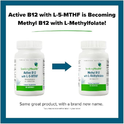Seeking Health Methyl B12 with L-Methylfolate - MTHFR Support Supplement - Methylation Support Supplement - Lozenges to Support Brain Health & Energy - 60 Lozenges