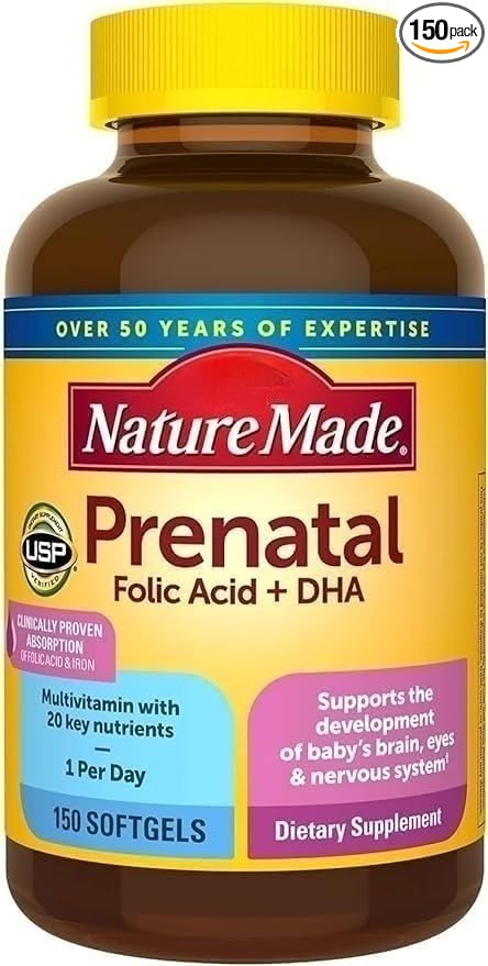 Natures Mades Prenatal Multi + DHA, 150 Softgels Bundle - Vitamins, Herbals & Dietary Supplements for Brain, Bones & Eyes Health