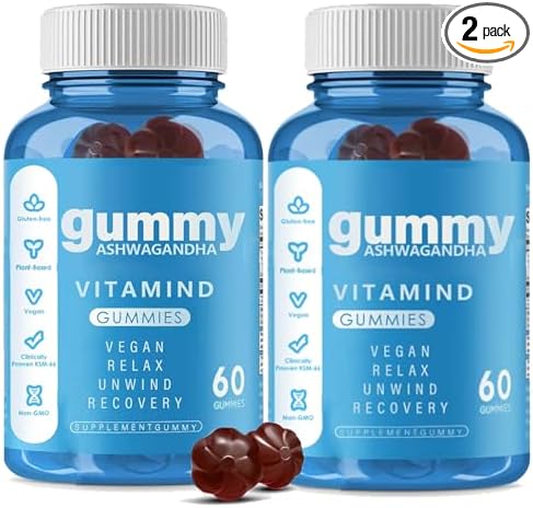 Ashwagandha Gummies-Ashwagandha Vitamin D Gummy Vitamins Supplements - Mixed Berry, KSM-66-60 Count