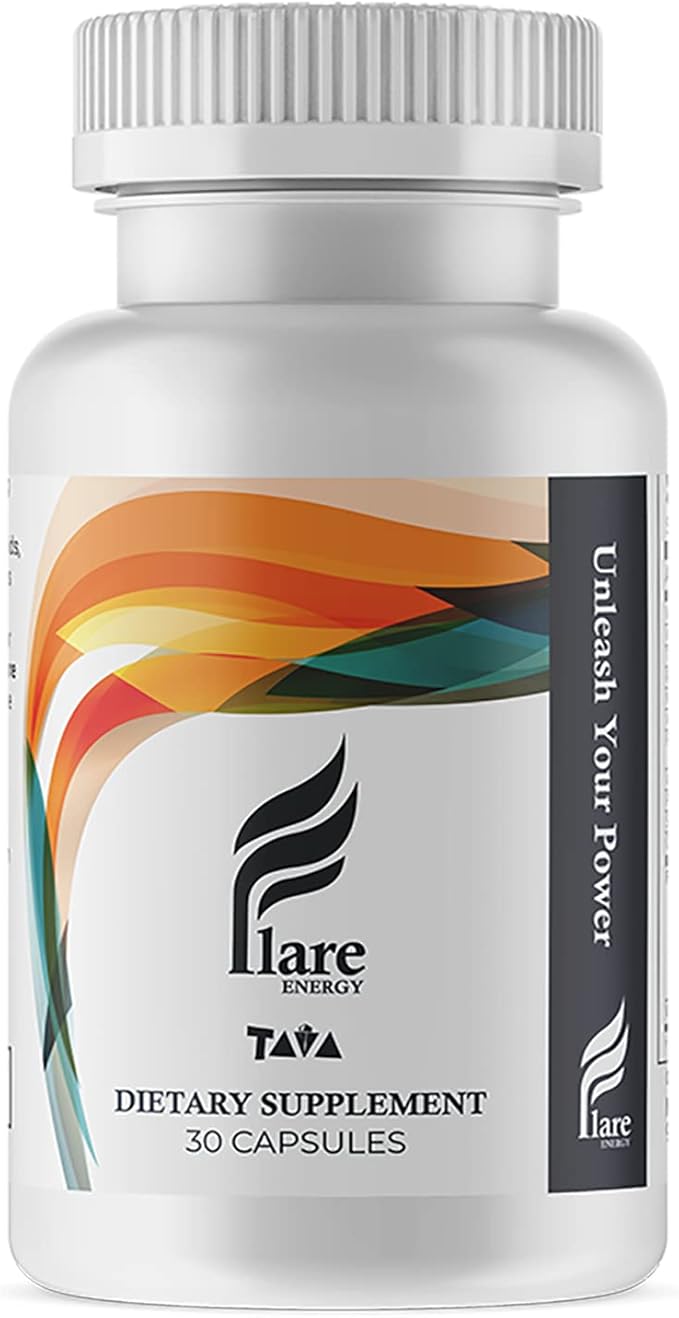TAVA Energy Supplements, 30 Capsules. Ramp up Your Day Flare Energy Supplement Increase Muscle Growth - Vitamin Supplements to Help Maintain Focus and Mental Energy.