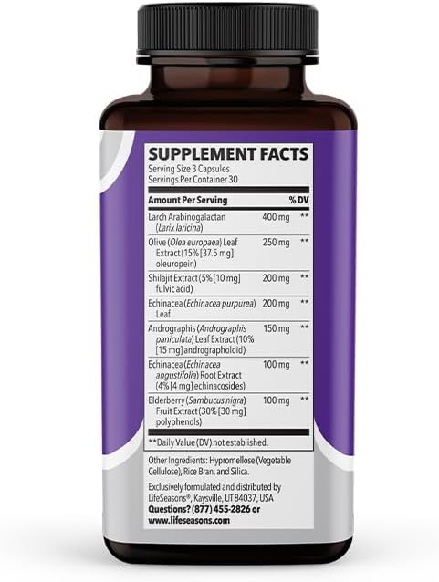 Immuni-T - Immune Support - Vitamin Supplement for Cold & Flu Relief - Natural Immunity System Booster - Black Elderberry, Echinacea, Andrographis, Arabinogalactans & Olive leaf - 90 Capsules