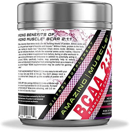 BCAA 2:1:1 Branched Chain Amino Acids Supplement | 6000 Mg Per Serving | 60 Servings | Wild Berry Flavor