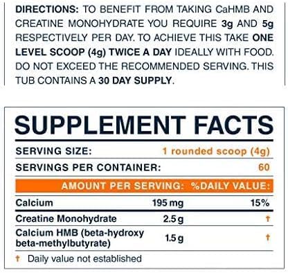 HMB + Creatine Supplement - 3g Daily HMB for Enhanced Strength, Power & Recovery, Ideal for High-Intensity Athletes, 30-Day Supply