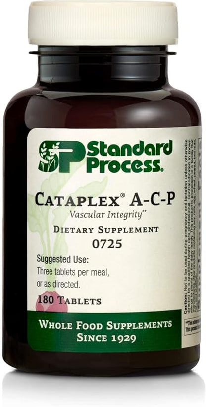 Standard Process Cataplex A-C-P Heart Health, Gum Health, Immune Support, and Vascular Supplement with Vitamin C, Magnesium Citrate, Nutritional Yeast, Vitamin A, Reishi Mushroom Powder - 180 Tablets