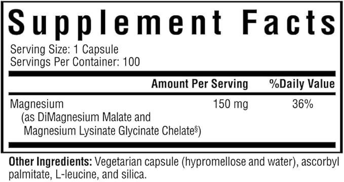 Seeking Health Optimal Magnesium - Mineral Supplement Aids Optimal Magnesium Absorption - Bioavailable Forms of Magnesium for Energy, Sleep & Bone Health Support - 150 mg, 100 Capsules