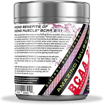 BCAA 2:1:1 Branched Chain Amino Acids - 6,000 MG - Promotes Lean Muscles - Supports Swifter Muscle Recovery - Enhances Endurance Levels (Wild Berry, 30 Servings)
