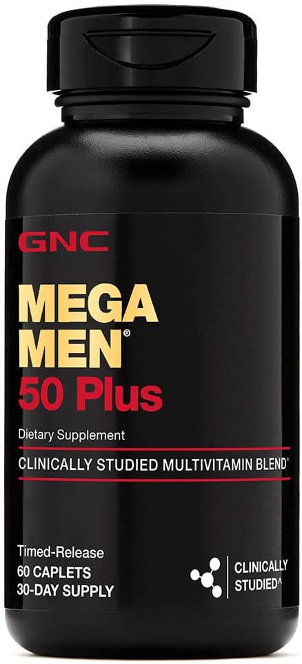 GNC Mega Men 50 Plus Multivitamin | Heart Health | Prostate and Circulatory Support | 60 Count