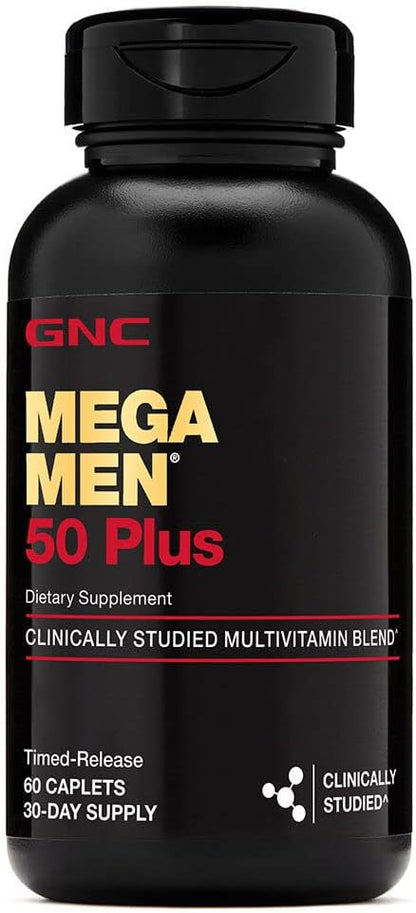 GNC Mega Men 50 Plus Multivitamin | Heart Health | Prostate and Circulatory Support | 60 Count
