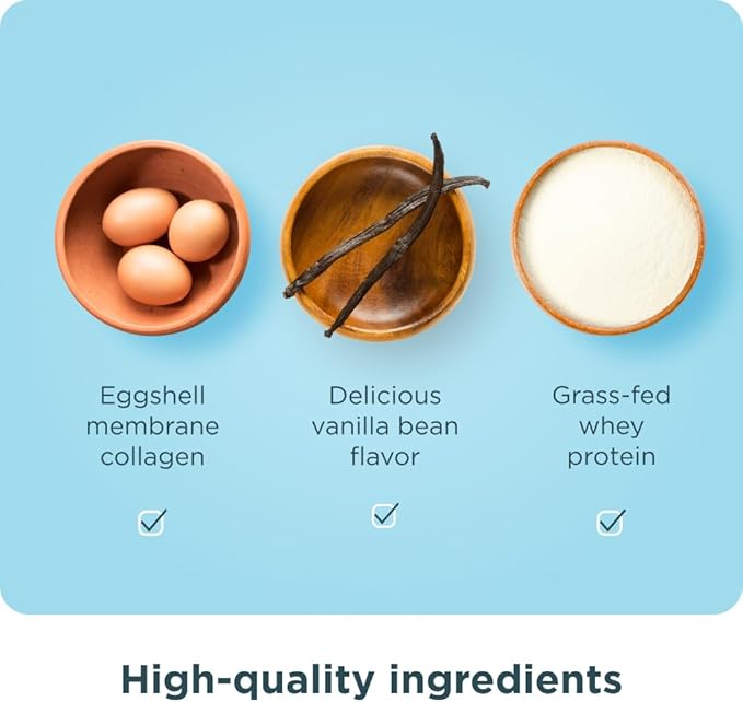 Ancient Nutrition Grass Fed Whey Protein, Vanilla Bean, 23g Protein, 20 Servings, Hydrolyzed Collagen Peptides, Organic Regenerative A2/A2 Milk Protein