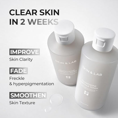 [Skin&LAB] Glutathione Ampoule Toner 6.76 fl oz, Improve Dart Spot, Hyperpigmented, Skin Clarity, Korean Toner for Sensitive Skin