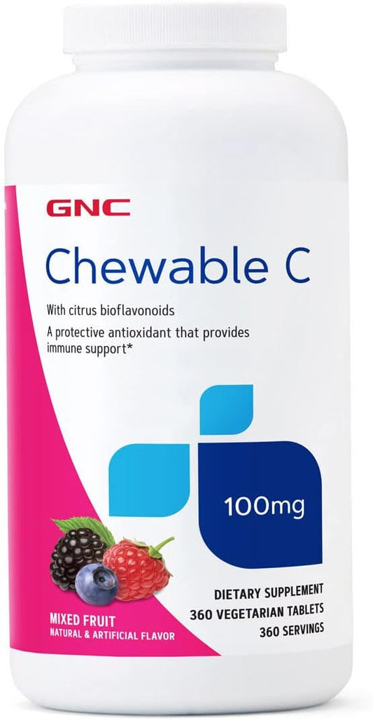GNC Chewable C 100mg | Provides Immune Support | Mixed Fruit | 360 Count