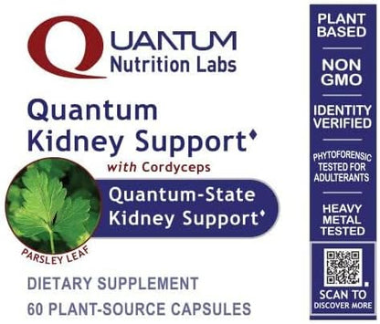 Quantum Nutrition Labs Kidney Support - Kidney Health Supplement, Kidney Support Supplement, Kidney Vitamins for Men and Women with Cranberry, Rhodiola Rosea, and Parsley - 60 Vegetarian Capsules