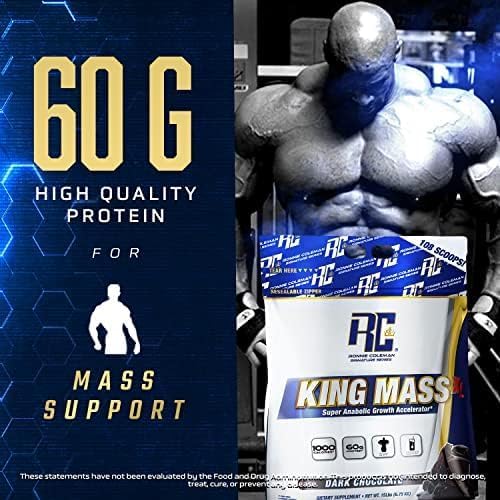 Ronnie Coleman Signature Series King Mass XL Mass Gainer Protein Powder, Muscle Gainer, 60g Protein, 180g Carbohydrates, 1,000+ Calories, Creatine and Glutamine, Strawberry Milkshake, 20 Pound