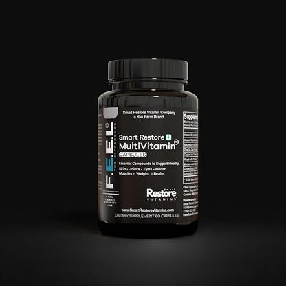 Smart Restore Multivitamin – Premium Formula for Complete Body Health and Energy Support No Synthetic Fillers – 30 Day Supply, 60 Capsules (100% Made in The USA)