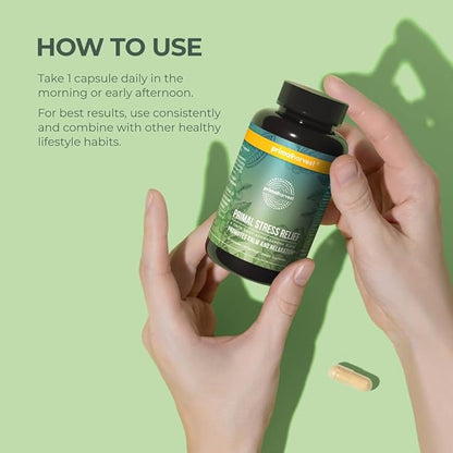 Primal Harvest Stress Relief Supplement for Women and Men Pure Ashwagandha Root Extract, L-Theanine Supplements, 30 Capsules