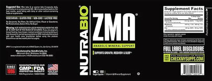 NutraBio ZMA Supplements for Men & Women- Zinc Magnesium Supplements to Support Hormone Levels -Sleep- Muscle Recovery-Immune Health 90 Count