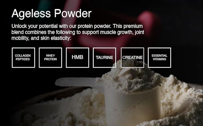 Chocolate Whey Protein Powder and Collagen Peptides for those over 40. Supports muscle building and joint health with 24g protein, creatine, HMB, and vitamins (30 Servings, Chocolate)