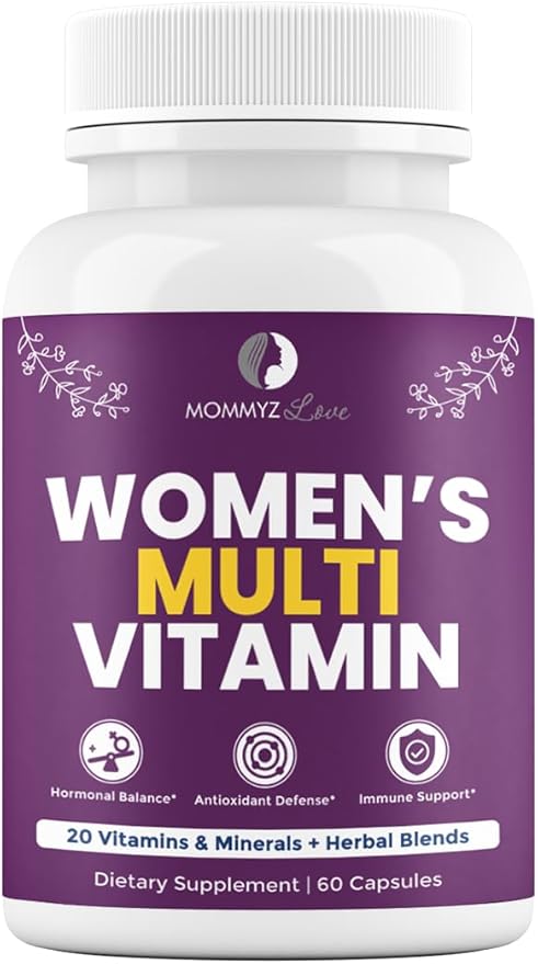 Mommyz Love Womens Multivitamin - Comprehensive Womens Daily Multivitamins for Women's Health, Energy, Focus, Mood, Hair, Skin, and Nails (60 Capsules)