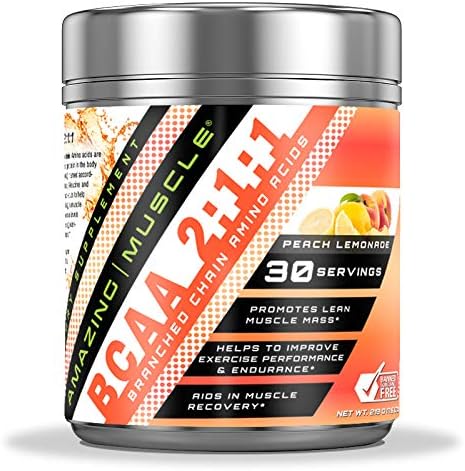 BCAA 2:1:1 Branched Chain Amino Acids Supplement | 6000 Mg Per Serving | Peach Lemonade Flavor | 30 Servings