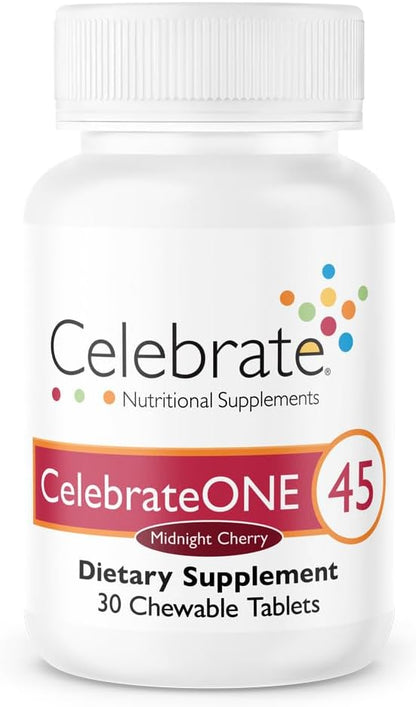 Celebrate Vitamins CelebrateONE 45 Chewables, 45mg Iron - One A Day Bariatric Multivitamin, Essential Vitamins & Minerals - Gastric Bypass & Sleeve Gastrectomy Supplement - Cherry (30 Tablets)