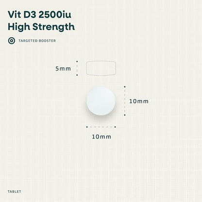 Chewable Vitamin D3 Tablets – High Strength 62.5µg 2,500IU Vitamin D3 Cholecalciferol – Vegan Gluten Free VIT D3 Vitamin Supplements (60Ct)