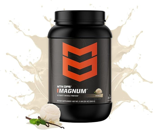 MTN OPS Magnum Vanilla Protein Powder | 23g of Whey Isolate Protein & Milk Protein with BCAAs | Zero Sugar & Gluten Free | Vanilla Milkshare, 30 Servings