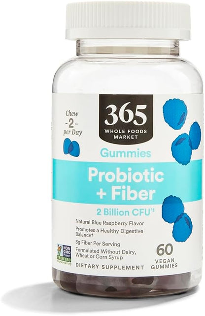 365 by Whole Foods Market, Gummies Probiotic Fiber 2 Bill Blue Raspberry, 60 Count
