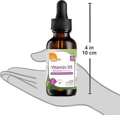 Zahler Liquid Vitamin D3 1000 IU - Liquid Vitamin D Drops, Adult Supplement for Women & Men - Vitamin D3 Liquid Drops for Adults, Vegetarian Kosher Non-GMO Gluten Free Vitamin D3 Drops (1 fl oz)