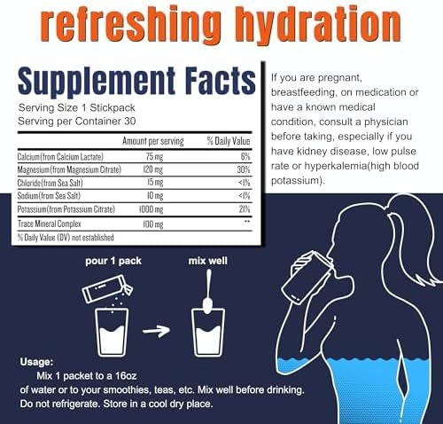 Hi-Lyte Keto K1000 Electrolyte Packets | Unflavored | Hydration Supplement Drink Mix | Boost Energy & Beat Leg Cramps | No Sugar, No Stevia, No Maltodextrin | 30 Servings