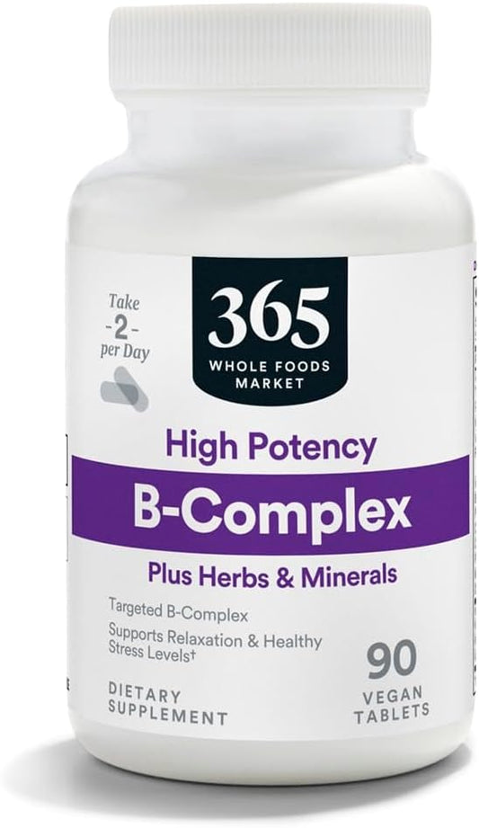 365 by Whole Foods Market, Vitamin B Complex Hi Potency Herbal Support, 90 Tablets