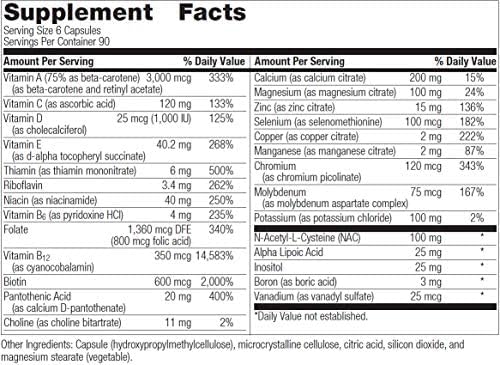 Bariatric Advantage Multi Formula Without Iron, High Potency Daily Multivitamin for Bariatric Surgery Patients with 22 Essential Vitamins and Nutrients - 540 Capsules