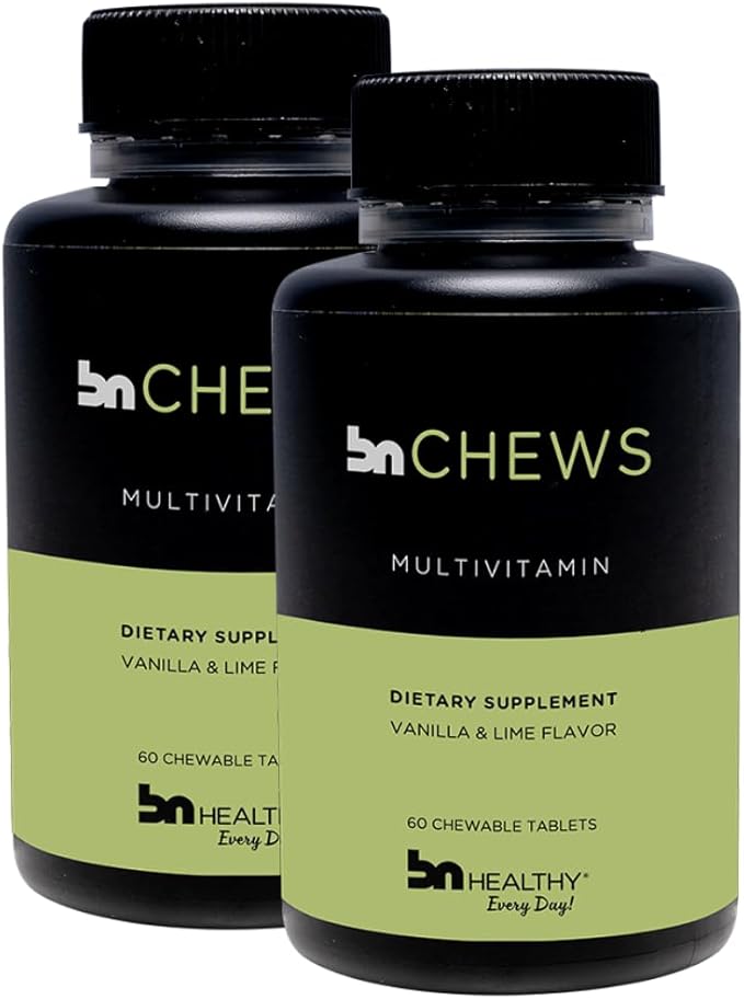 BN Chews Vanilla & Lime - Bariatric Multivitamin Chewable with 27 Essential Nutrients Vitamins A, B6, B12, C, D3, 18 mg Iron & Calcium, Supports Men & Women Health(2 Pack)