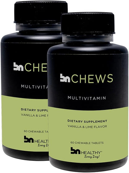 BN Chews Vanilla & Lime - Bariatric Multivitamin Chewable with 27 Essential Nutrients Vitamins A, B6, B12, C, D3, 18 mg Iron & Calcium, Supports Men & Women Health(2 Pack)