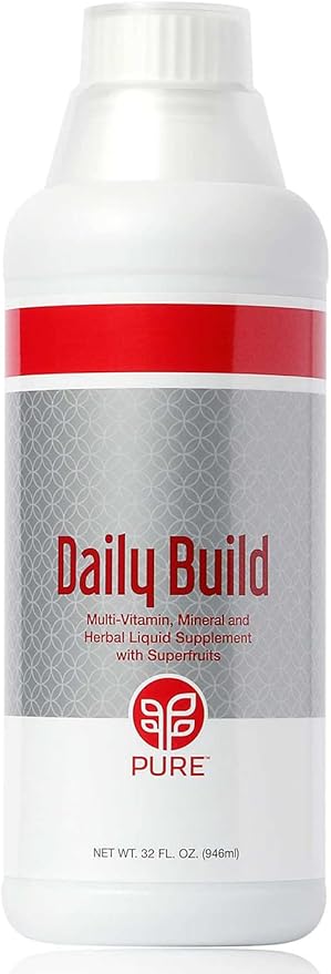 PURE Daily Build Liquid Multivitamin & Mineral/Herbal Dietary Supplement with Superfruits - 1 Bottle of 32 Fl Oz (946ml)