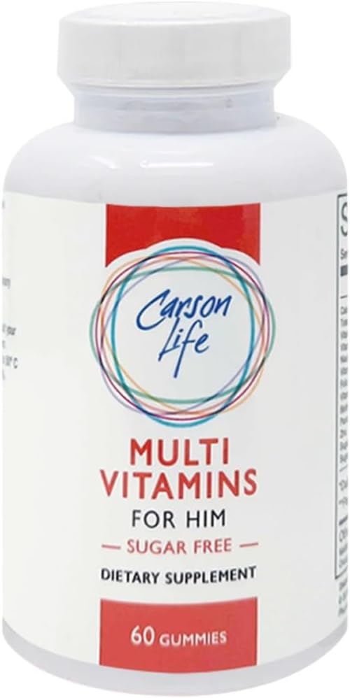 Carson Life Men’s Multivitamin Gummies - 60 Chewable Gummies - Boost Immune System - Sugar Free, Gluten Free Dietary Supplement - Fruit Flavored - Made in The USA (60 Gummies) - Pack of 2