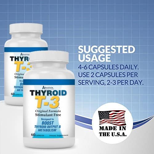 Fat Burning Metabolism Boosting Supplement, Thyroid T-3, 60 Capsules