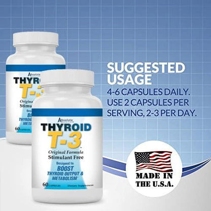 Fat Burning Metabolism Boosting Supplement, Thyroid T-3, 60 Capsules