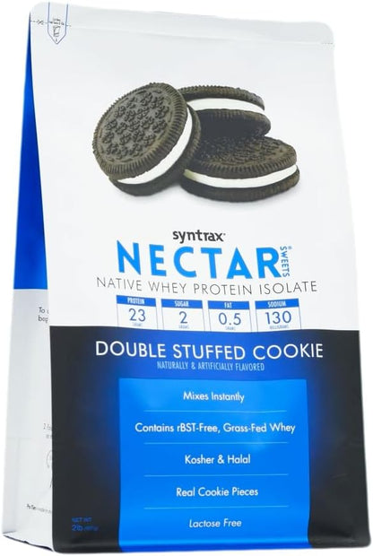 Syntrax Nutrition Nectar Sweets, 100% Whey Isolate Protein Powder, Real Cookie Pieces, Double Stuffed Cookie, 2 lbs